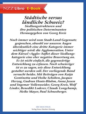 cover image of Städtische versus ländliche Schweiz?